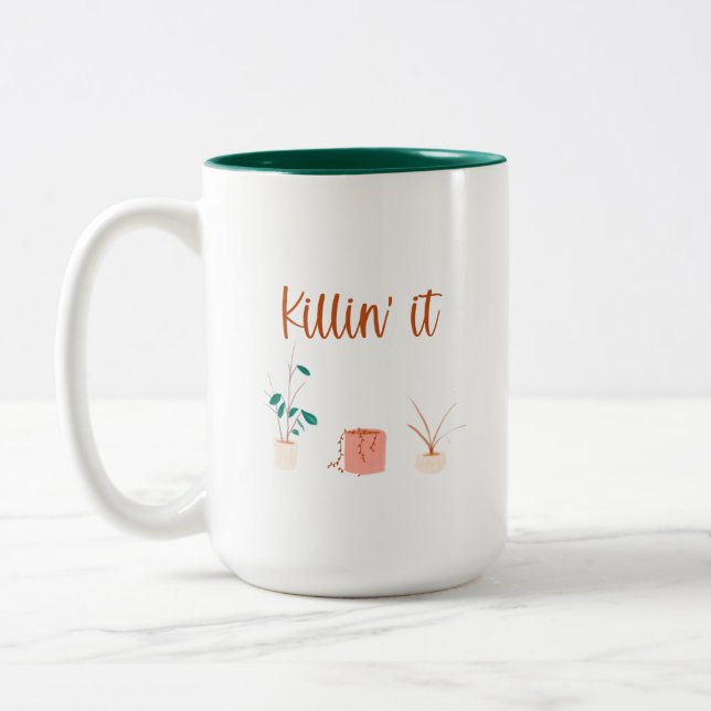 Funny Plant Lady Two-Tone Coffee Mug (Left)
