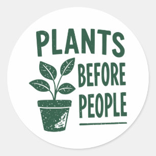 Funny Plants Before People Vintage Ink Stamp Art Classic Round Sticker