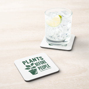 Funny Plants Before People Vintage Ink Stamp Art Coaster