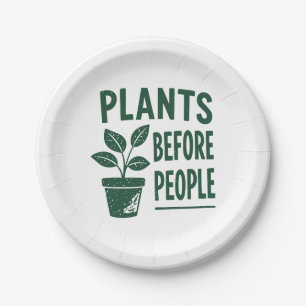 Funny Plants Before People Vintage Ink Stamp Art Paper Plate