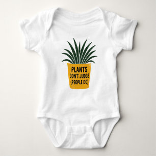 Funny Plants Don't Judge Vintage Ink Stamp Art Baby Bodysuit