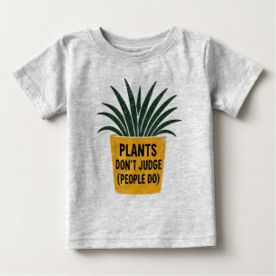 Funny Plants Don't Judge Vintage Ink Stamp Art Baby T-Shirt