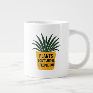 Funny Plants Don't Judge Vintage Ink Stamp Art Large Coffee Mug