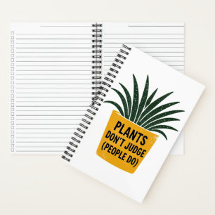 Funny Plants Don't Judge Vintage Ink Stamp Art Notebook