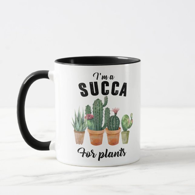 Funny plants succulent potted cacti cactus mug (Left)