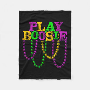 Funny Play Boosie Mardi Gras Carnival Fleur De Lis Fleece Blanket