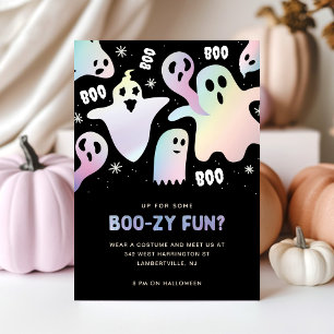 Funny Playful Boo! Colourful Ghost Halloween Party Invitation