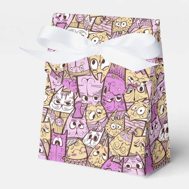 Funny Playful Cats Favour Box (Front Side)