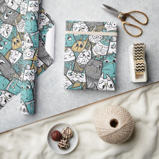 Funny Playful Cats Wrapping Paper (Crafts)