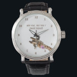 Funny Playful Giraffe Watch Smile - Custom Text<br><div class="desc">Funny Watches with Giraffe Tongue Out and Playful Wink Cartoon Giraffes Painting Smile Text - Customisable - or Choose / Add Your Unique Text - Name / Colours / Font / Size / Elements - Image / more - Make Your Special Watch Gift - Resize and move or remove and...</div>