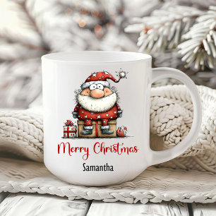 Funny Playful Santa Cartoon Holiday Coffee Mug