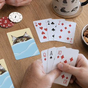 Funny Playful Yellow Tabby Cat Morning Humour Playing Cards
