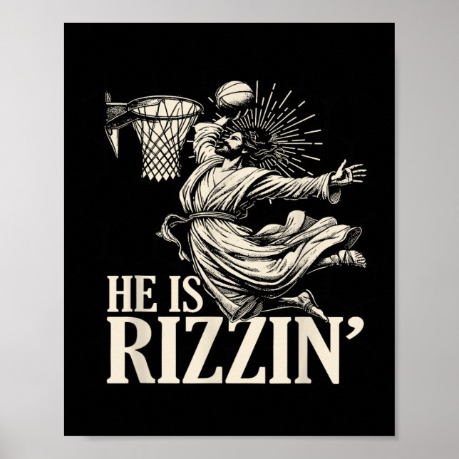 Funny Playing Basketball Easter He Is Rizzin  Poster (Front)