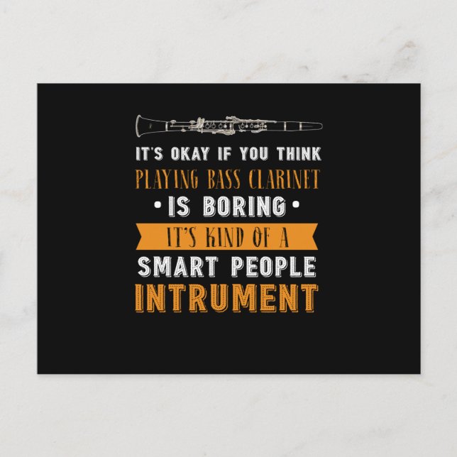 Funny Playing Bass Clarinet Musical Instrument Holiday Postcard (Front)