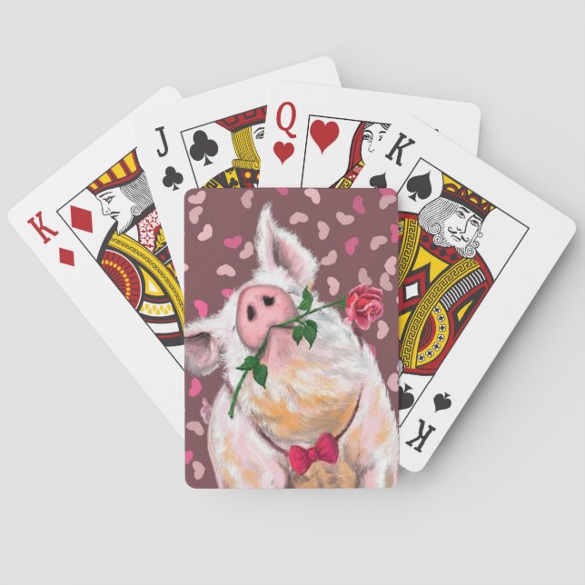 Funny Playing Cards with Gentleman Pig - Romantic (Back)