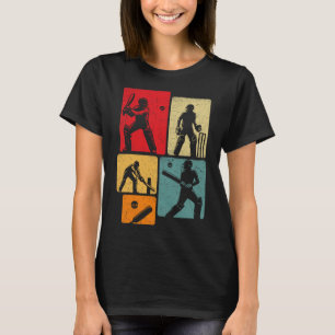 Funny Playing Cricket Vintage Cricket Player Men W T-Shirt