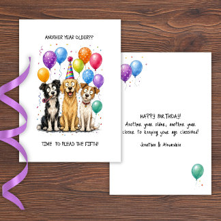 Funny Plead the Fifth Party Dogs Birthday Card