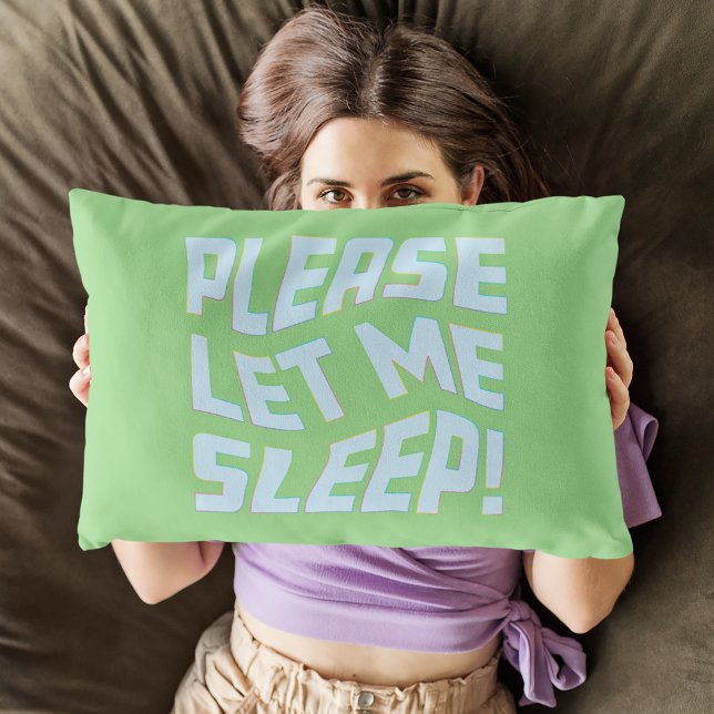 Funny Please Let Me Sleep Bold Text Art Lumbar Cushion (Please Let Me Sleep Lumbar Pillow)
