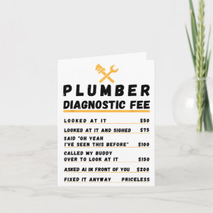Funny plumber diagnostic fee card