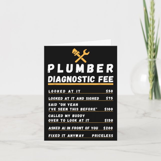 Funny plumber diagnostic fee  card (Front)