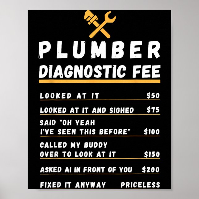Funny plumber diagnostic fee  poster (Front)