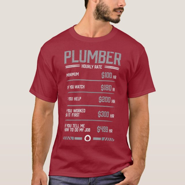 Funny Plumber Hourly Rate T-Shirt (Front)