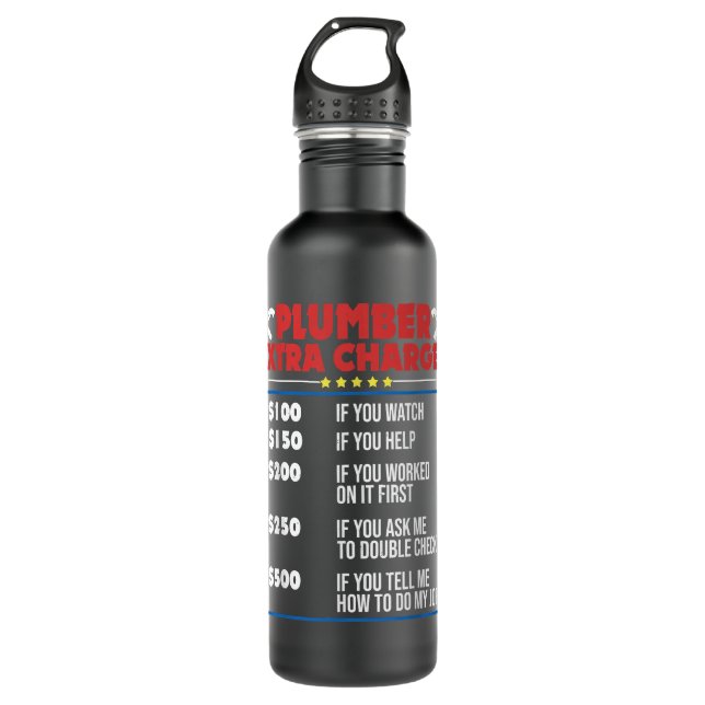 Funny Plumber Plumber Extra Charges Gift 710 Ml Water Bottle (Front)