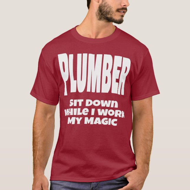 Funny Plumber  Plumbing Gift While I Work My T-Shirt (Front)