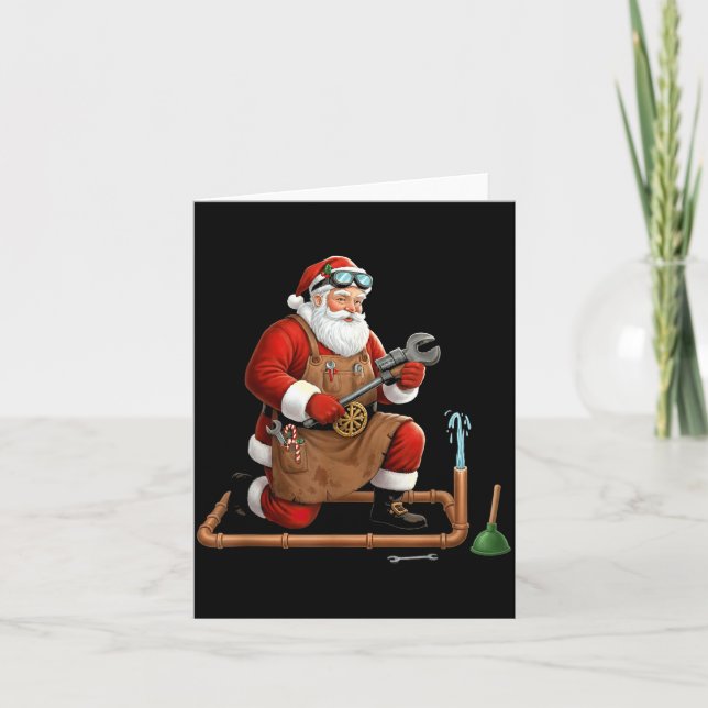 Funny Plumber Santa Christmas Graphic  Card (Front)