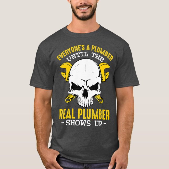 Funny Plumber Skull Pipefitter Pipeliner T-Shirt (Front)