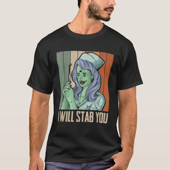 Funny Plus Size I Will Stab You Nurse Halloween Co T-Shirt (Front)