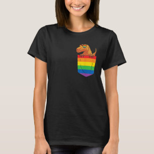 Funny Pocket dinosaur LGBT Animal Rainbow Flag Gay T-Shirt