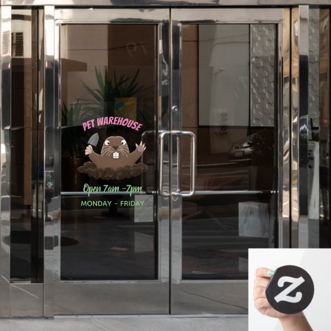 Funny pocket gopher digging cartoon illustration (Office Door)