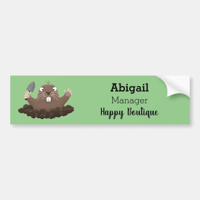 Funny pocket gopher digging cartoon illustration bumper sticker (Front)