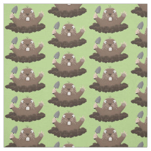 Funny pocket gopher digging cartoon illustration fabric