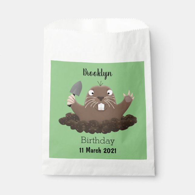 Funny pocket gopher digging cartoon illustration favour bag (Front)
