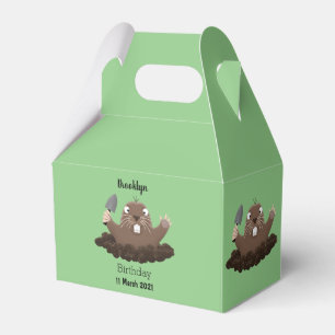 Funny pocket gopher digging cartoon illustration favour box