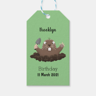 Funny pocket gopher digging cartoon illustration gift tags