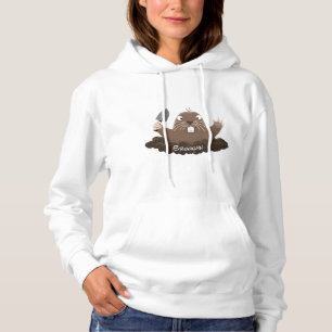 Funny pocket gopher digging cartoon illustration hoodie