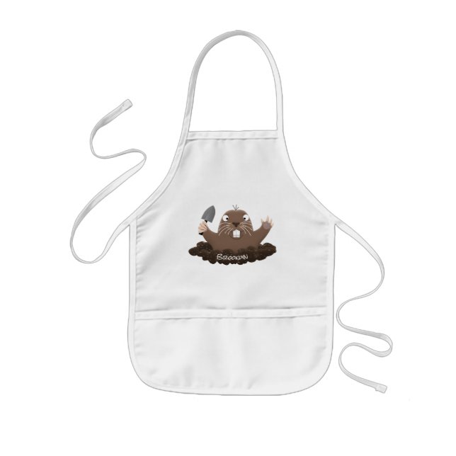 Funny pocket gopher digging cartoon illustration  kids apron (Front)