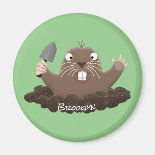 Funny pocket gopher digging cartoon illustration magnet