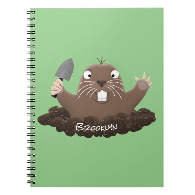 Funny pocket gopher digging cartoon illustration notebook (Front)