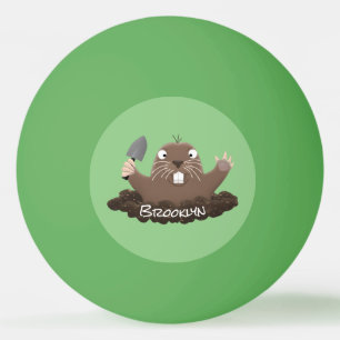 Funny pocket gopher digging cartoon illustration  ping pong ball