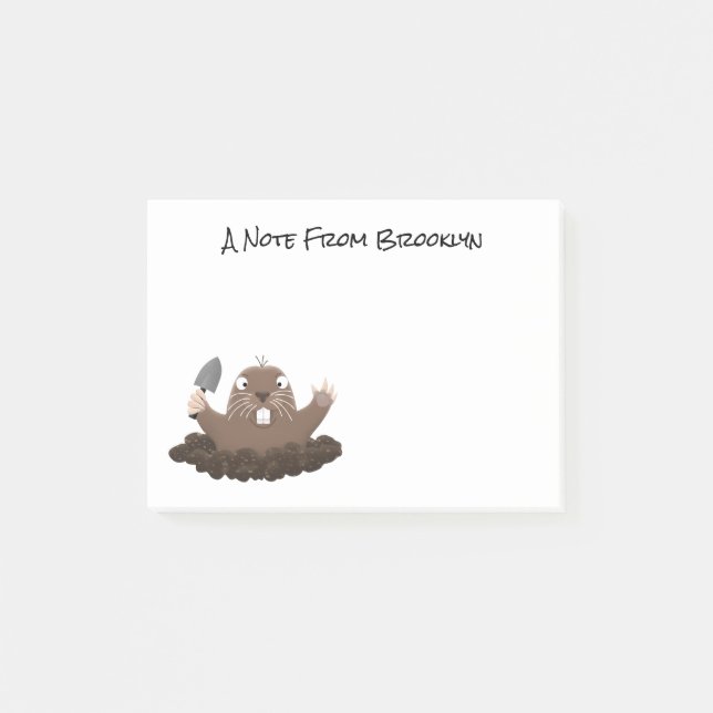 Funny pocket gopher digging cartoon illustration post-it notes (Front)