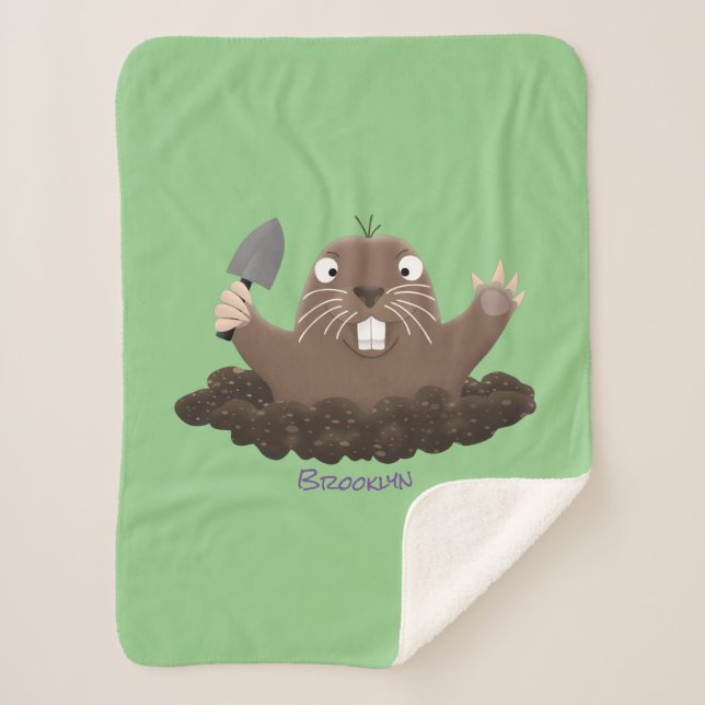 Funny pocket gopher digging cartoon illustration sherpa blanket (Front)