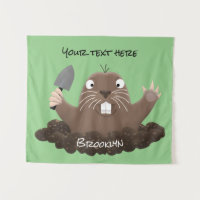 Funny pocket gopher digging cartoon illustration