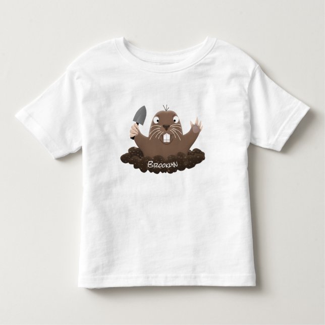 Funny pocket gopher digging cartoon illustration toddler T-Shirt (Front)