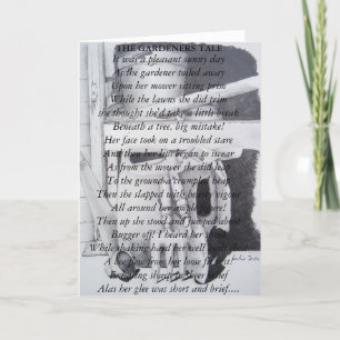 Funny poem and still life garden tools art card
