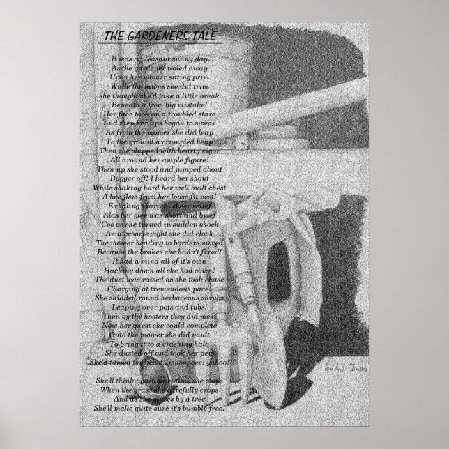Funny poem and still life garden tools art poster (Front)