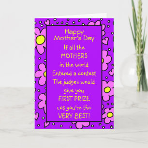 Funny Poem Best Mothers Day Card